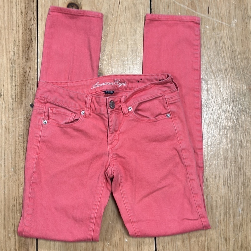 American Eagle Outfitters  Skinny Stretch Jeans , size 0 Regular, Salmon/pink,